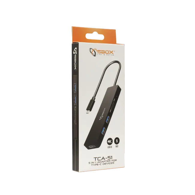 ADAPTER SBOX USB TYPE-C->HDMI/USB-3.0/SD+TF - 5u1 - TCA-51