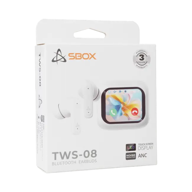 SBOX EARBUDS EB-TWS08 - White / ANC / Touch Display