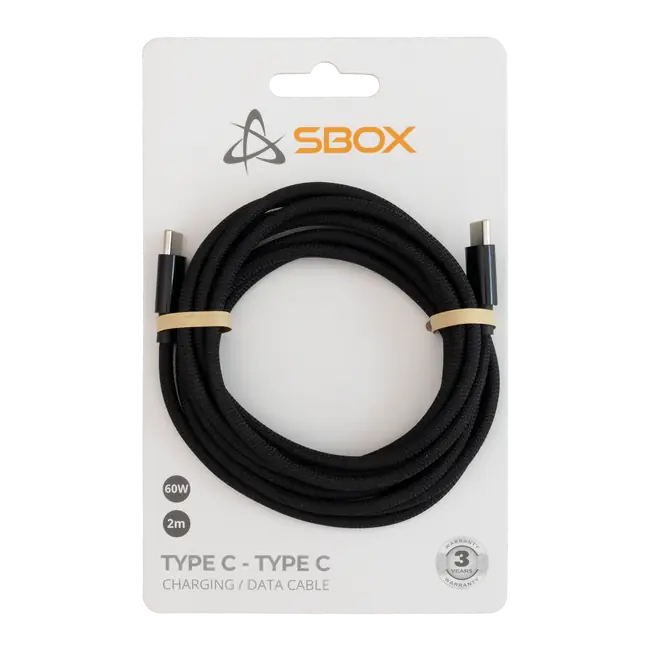 KABEL SBOX USB TYPE C -> USB TYPE C M/M 2M Crni - 60W