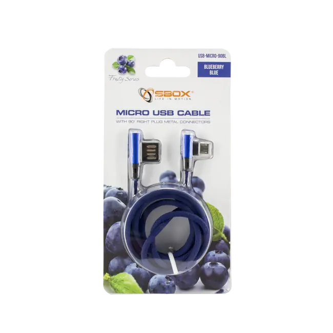 KABEL SBOX USB->Micro USB 90 M/M 1,5M Plavi