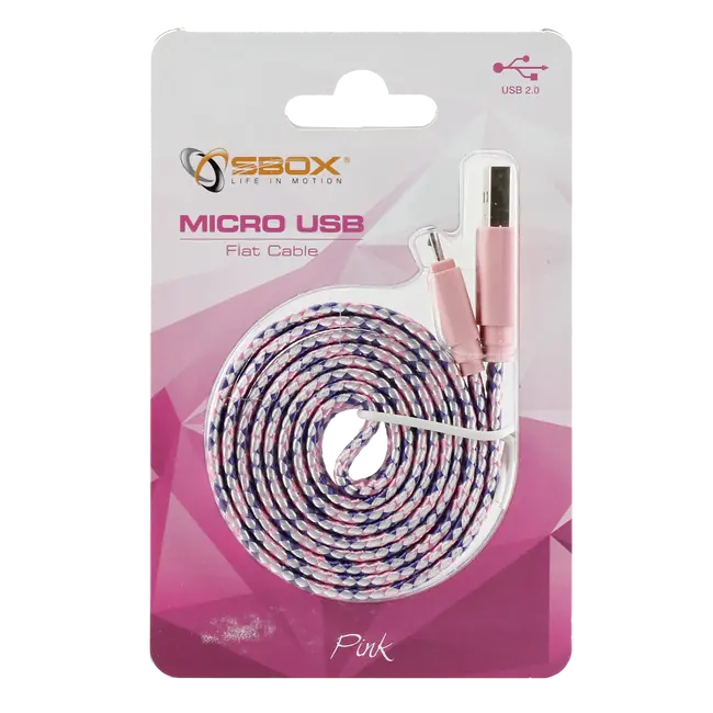 KABEL SBOX USB->MICRO USB M/M 1M ColorFull Roza