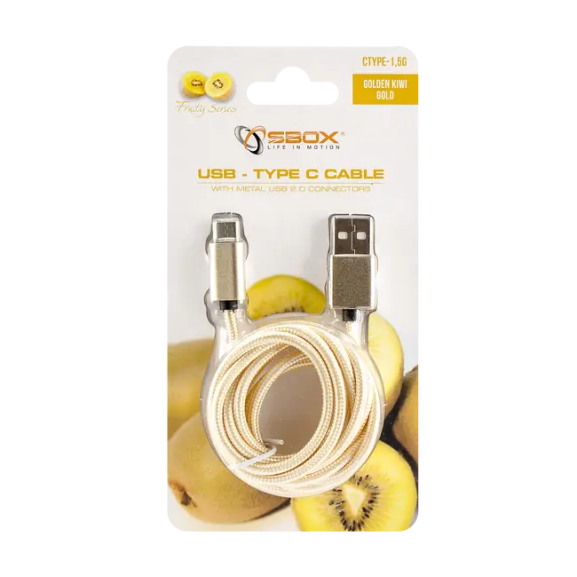 KABEL SBOX USB->TYPE C M/M 1,5M Fruity Zlatni