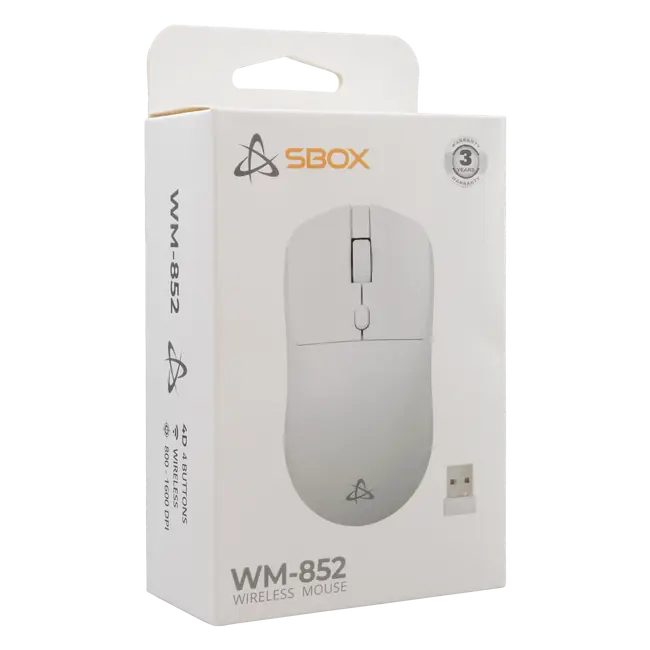 SBOX WM-852 Wireless Optical Mouse - White