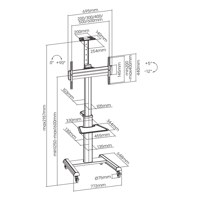 STALAK SBOX Podni FS-446-2 (37-70"/70kg/600x400)