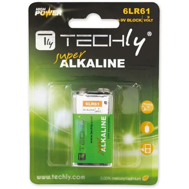 TECHLY BATERIJE 9V LR61 ALKALINE
