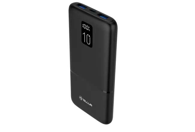 TELLUR POWER BANK PD102, 10000mAh, 2xQC3.0 22.5W + PD 30W LCD Display BLACK