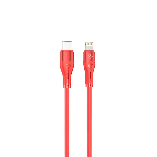 TELLUR SILICONE TYPE-C TO LIGHTNING CABLE, PD30W, 1M, RED