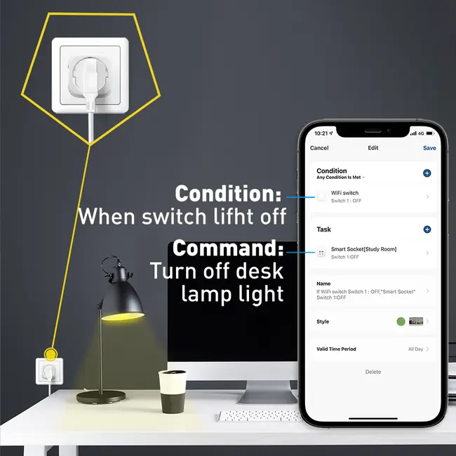 TELLUR SMART WIFI AC DUAL PLUG, ENERGY READING, 16A, 3680W, WHITE