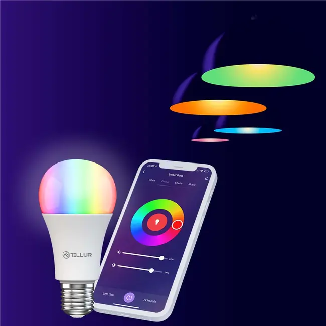 TELLUR SMART WIFI LED BULB E27, 9W, WHITE/WARM/RGB, DIMMER