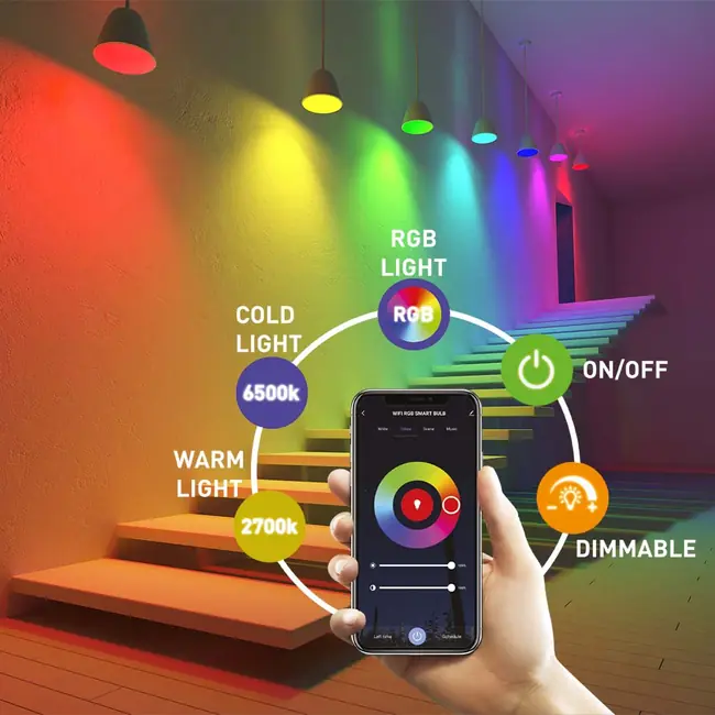 TELLUR SMART WIFI LED BULB E27, 9W, WHITE/WARM/RGB, DIMMER