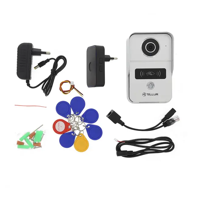 TELLUR SMART WIFI VIDEO DOORBELL. 1080P, UNLOCK FUNCTION, INDOOR CHIME, GREY