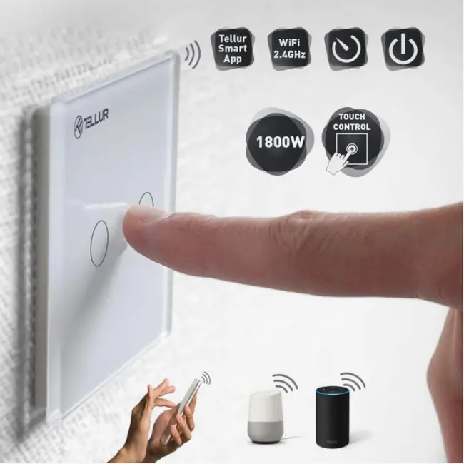 TELLUR WIFI ELECTRICAL SWITCH 2-PORTS, 1800W, 10A