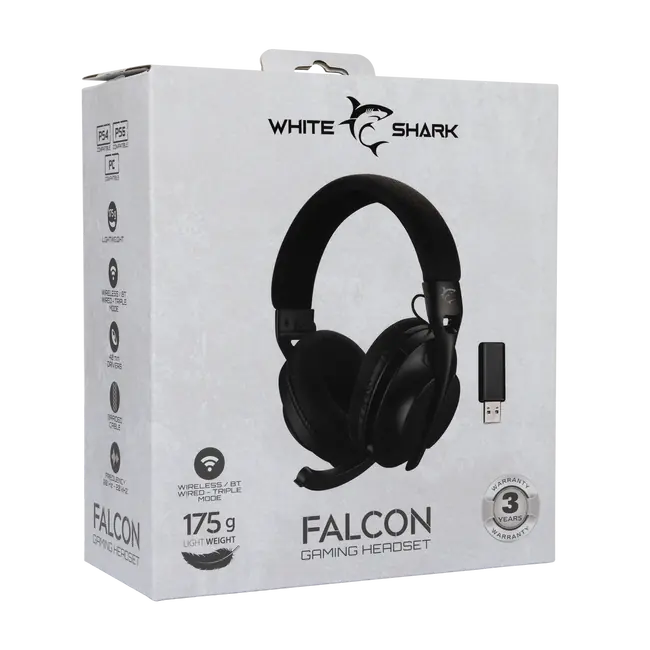 White Shark HEADSET WGH-2441 FALCON Black - Wireless