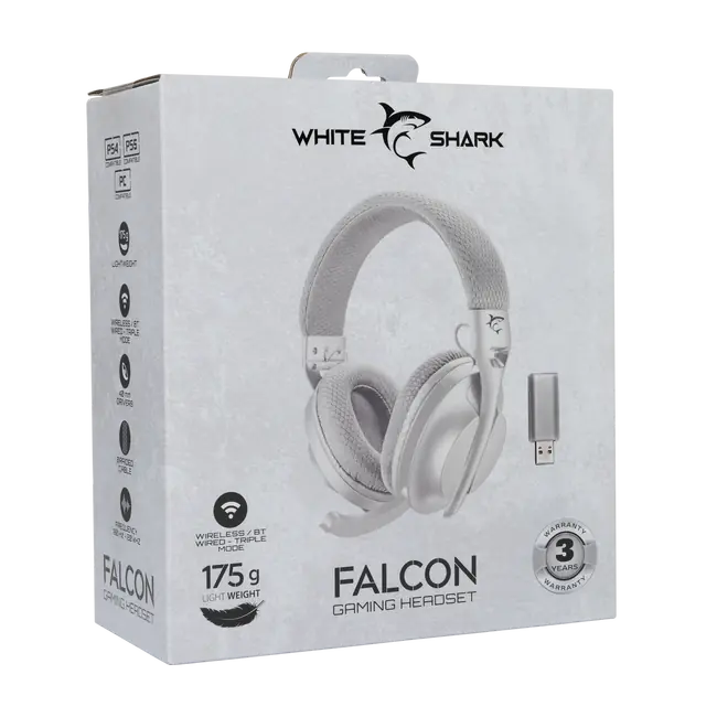 White Shark HEADSET WGH-2441 FALCON White/Grey - Wireless