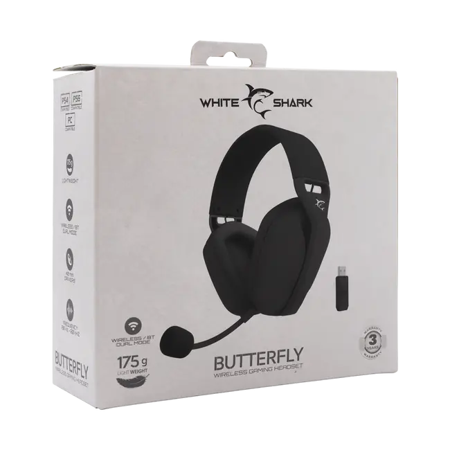 White Shark HEADSET WGH-2442 BUTTERFLY Black - Wireless