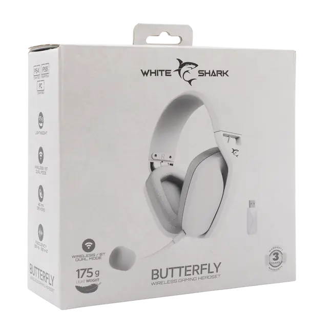 White Shark HEADSET WGH-2442 BUTTERFLY White - Wireless