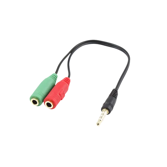 White Shark KABEL 3,5mm x2 F. 3Pin - 3,5mm M. 4Pin 0,2M