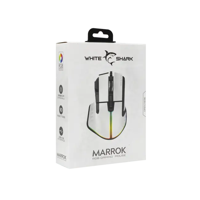 White Shark MIŠ GM-9006 MARROK Bijeli RGB / 12.000 dpi