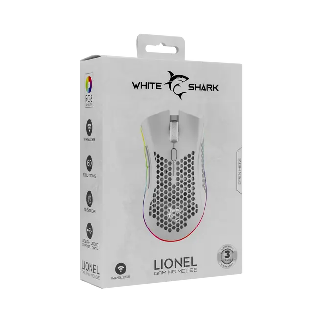 White Shark MOUSE WGM-5012 LIONEL - White / Wireless