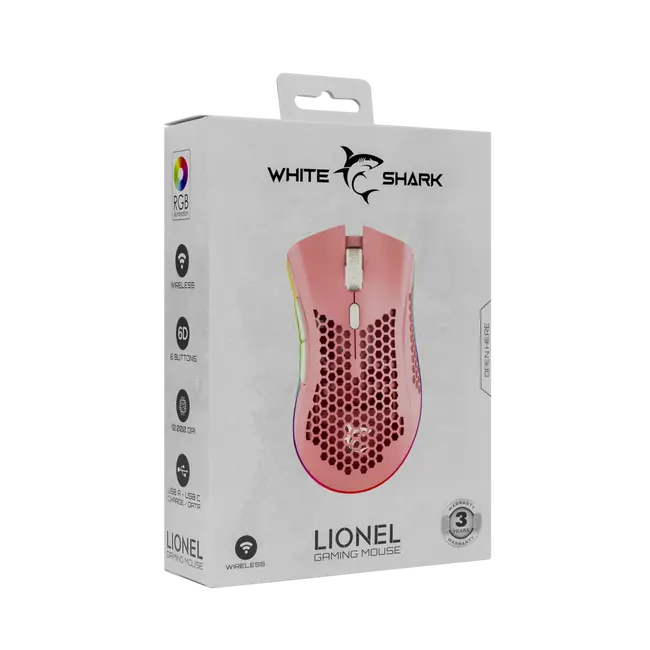 White Shark MIŠ WGM-5012 LIONEL / 10.000 DPI - Roza / Wireless