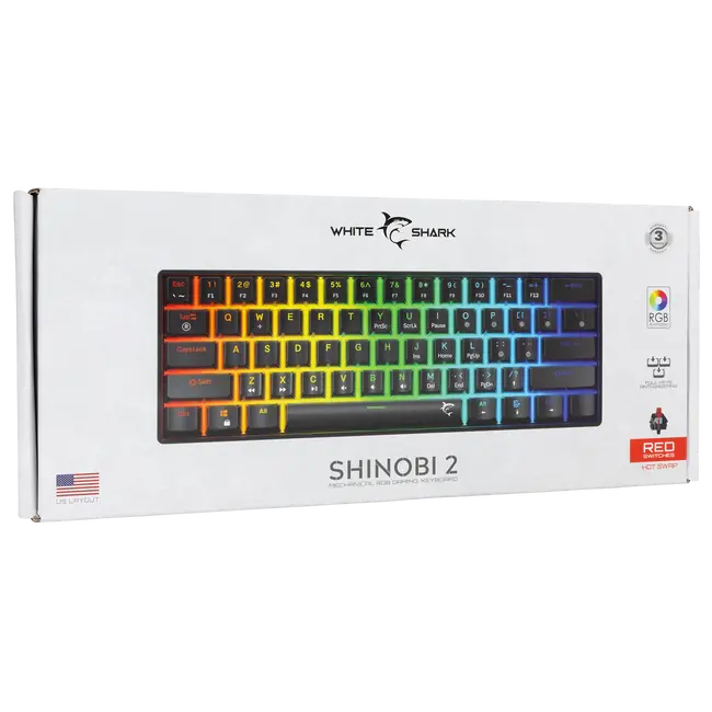 White Shark TIPKOVNICA GK-004111 SHINOBI-2 Crna - Meh. / US - RED SW.