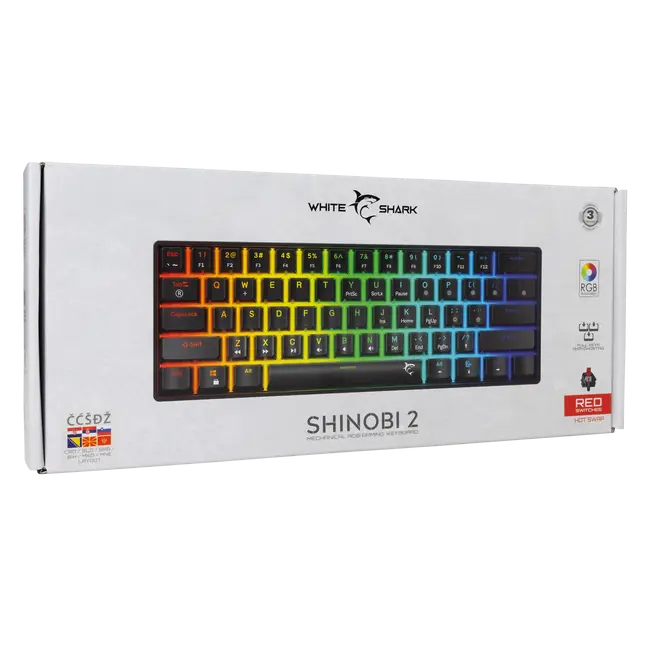 White Shark TIPKOVNICA GK-004112 SHINOBI-2 Crna - Meh. / HR - RED SW.