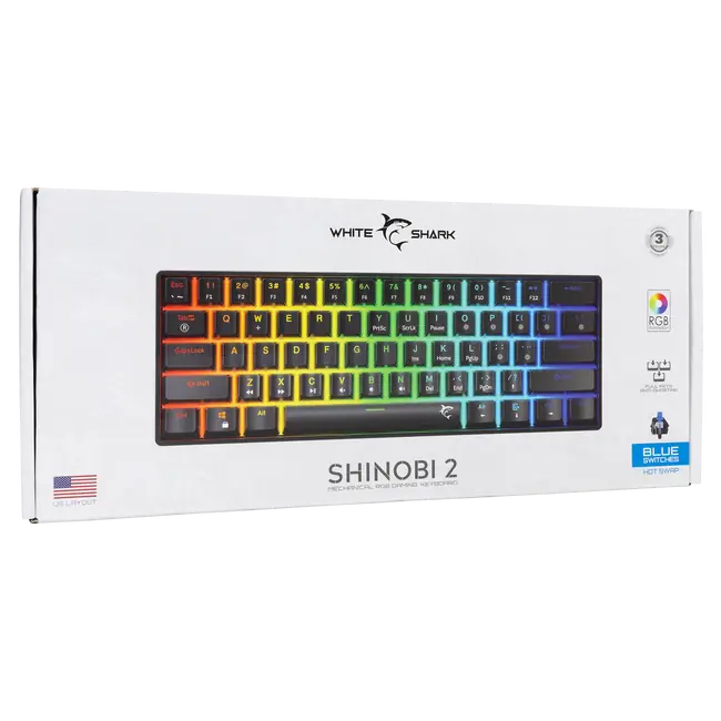 White Shark TIPKOVNICA GK-004121 SHINOBI-2 Crna - Meh. / US - PLAVI.SW.