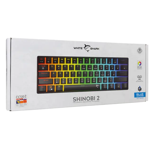 White Shark TIPKOVNICA GK-004122 SHINOBI-2 Crna - Meh. / HR - BLUE SW.