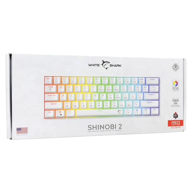 White Shark TIPKOVNICA GK-004211 SHINOBI-2 Bijela- Meh. / US - RED SW.