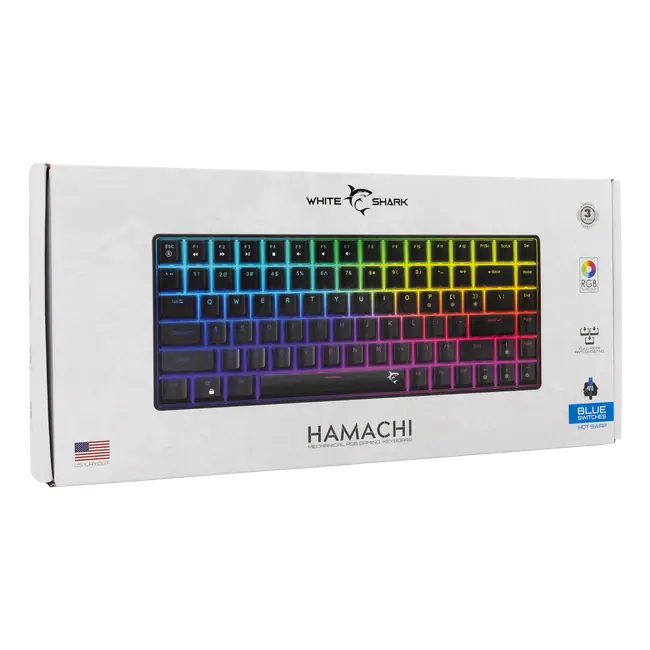 White Shark Tipkovnica GK-005121 HAMACHI Meh. RGB / US - BLUE SW.