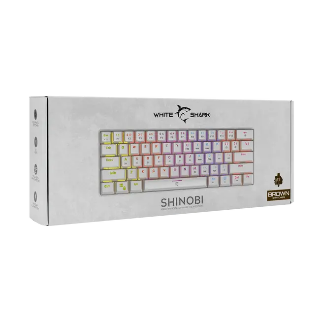 White Shark GK-2022 SHINOBI Keyboard - White / Mechanical / US - Brown Switches