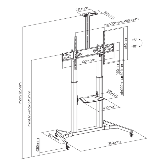 STALAK SBOX Podni FS-3610 Bijeli (60-100"/100kg/1000x600)