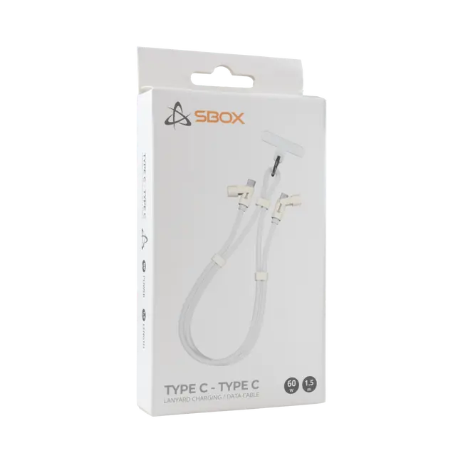 SBOX Type-C to Type-C Lanyard Cable - 1.5 m / White
