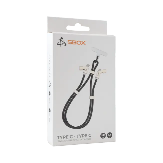 KABEL SBOX Type-C-Type-C Lanyard 1.5M - Crni
