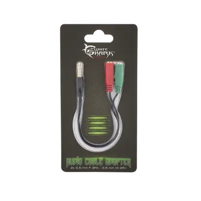 White Shark KABEL 3,5mm x2 F. 3Pin - 3,5mm M. 4Pin 0,2M
